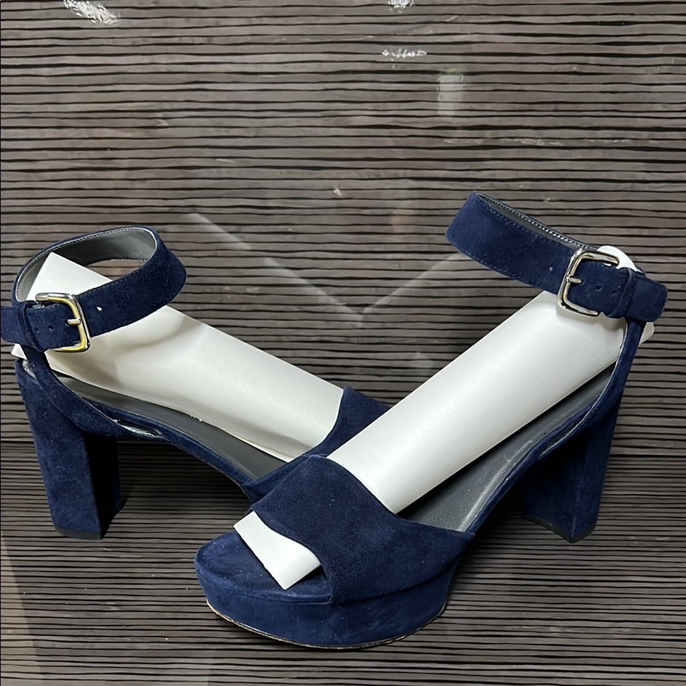 Stuart Weitzman Navy Blue Suede Women's Platform Heels